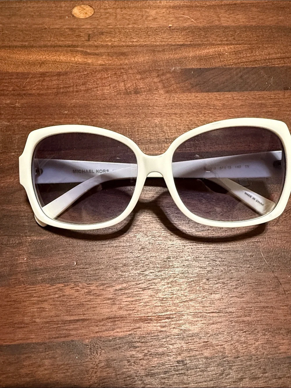 Michael Kors White Oversized Square Sunglasses with Gradient Lenses